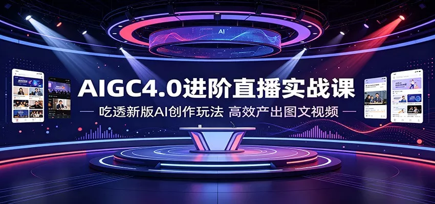 AIGC4.0进阶直播实战课：吃透新版AI创作玩法，高效产出图文视频-聚码资源