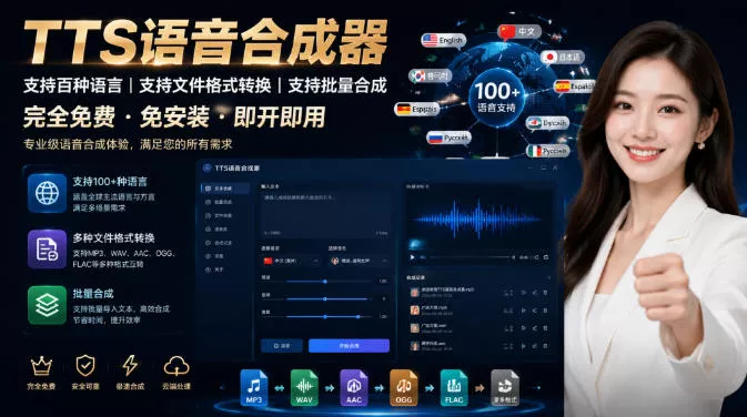 最新TTS配音，支持批量，支持文件格式转换，功能超多-聚码资源