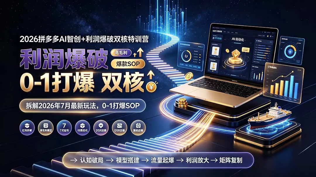 2026拼多多AI智创+利润爆破双核特训营-更新：拆解2026年7月最新玩法，0-1打爆SOP-聚码资源