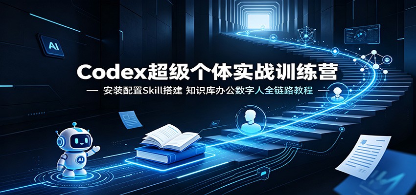 Codex超级个体实战训练营：安装配置Skill搭建，知识库办公数字人全链路教程-聚码资源