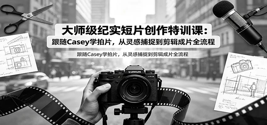 大师级纪实短片创作特训课：跟随Casey学拍片，从灵感捕捉到剪辑成片全流程-聚码资源