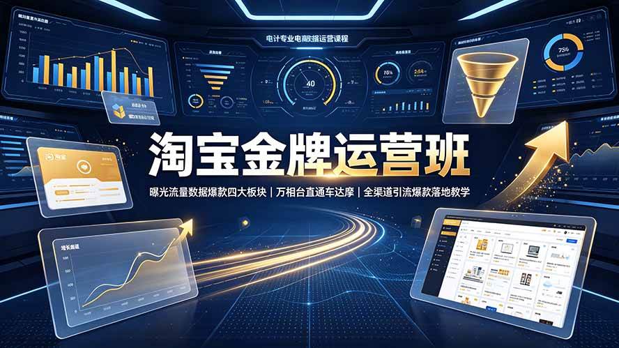 （19434期）淘宝金牌运营班-7月：曝光流量数据爆款四大板块｜万相台直通车达摩｜全渠道引流爆款落地教学-聚码资源