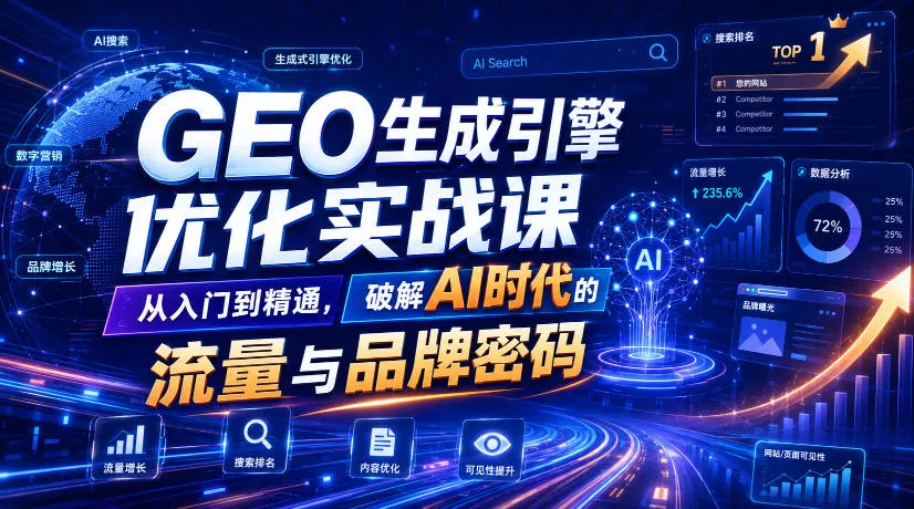 GEO生成引擎优化实战课，从入门到精通，破解AI时代的流量与品牌密码-聚码资源