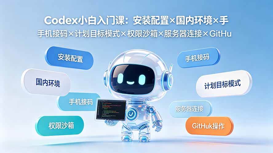 （19402期）Codex小白入门课：安装配置×国内环境×手机接码×计划目标模式×权限沙箱×服务器连接×GitHub操作-聚码资源