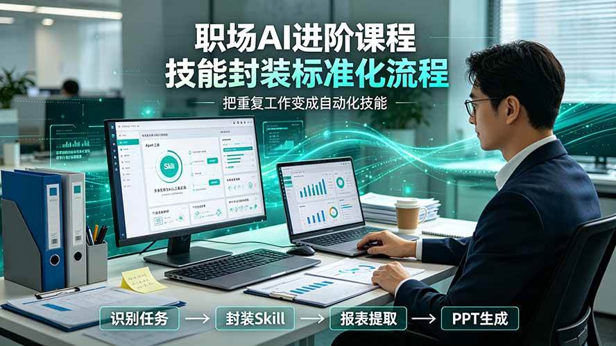 （19369期）职场AI进阶课程；多类实用Skill工具实操，专属技能封装标准化流程，报表行业报告一键提取核心内容-聚码资源
