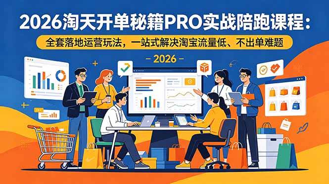 （19351期）2026淘天开单秘籍PRO实战陪跑课程-更新：全套落地运营玩法，一站式解决淘宝流量低、不出单难题-聚码资源