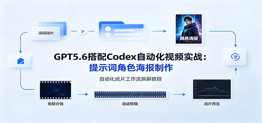 GPT5.6搭配Codex自动化视频实战：提示词角色海报制作，自动化成片工作流拆解教程-聚码资源