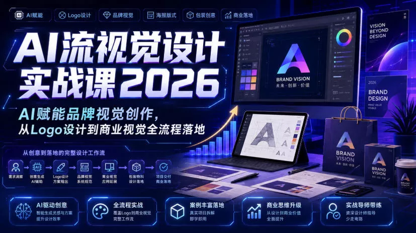 AI流视觉设计实战课2026：AI赋能品牌视觉创作，从Logo设计到商业视觉全流程落地-聚码资源