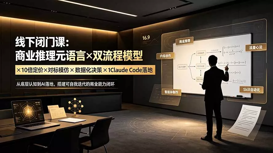 线下闭门课：商业推理元语言×双流程模型×10倍定价×对标模仿×数据化决策×Claude Code落地，击穿认知盲区-聚码资源
