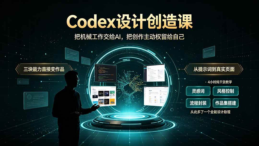 （19362期）Codex设计创造课-2期，小白也能掌握的Codex设计创造技巧，把机械工作交给AI，把创作主动权留给自己-聚码资源