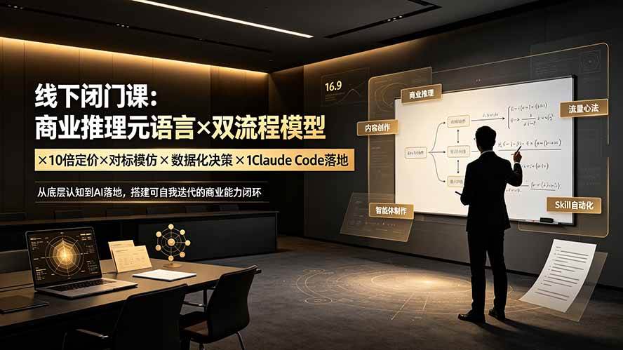 （19381期）线下闭门课：商业推理元语言×双流程模型×10倍定价×对标模仿×数据化决策×Claude Code落地，击穿认知盲区-聚码资源