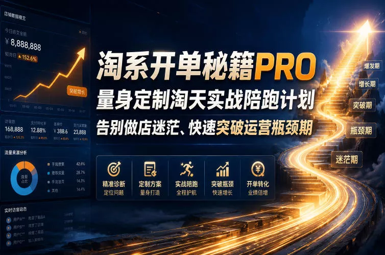 淘系开单秘籍PRO，量身定制淘天实战陪跑计划，告别做店迷茫、快速突破运营瓶颈期(20260715)-聚码资源