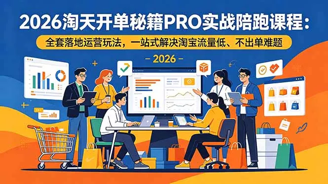 2026淘天开单秘籍PRO实战陪跑课程-更新：全套落地运营玩法，一站式解决淘宝流量低、不出单难题-聚码资源