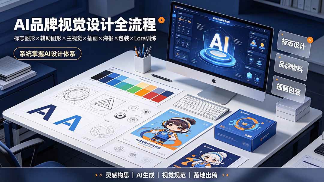 （19372期）AI品牌视觉设计全流程：标志图形×辅助图形×主视觉×插画×海报×包装×Lora训练，系统掌握AI设计体系-聚码资源